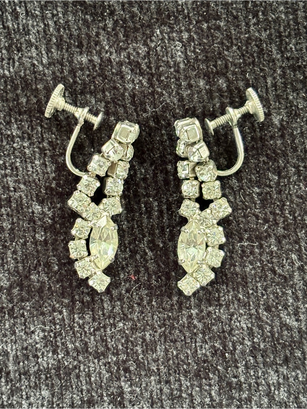 Vintage D’vers NY Clear Rhinestone Statement Screw Back Earrings  - Stunning!